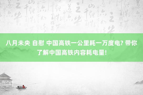 八月未央 自慰 中国高铁一公里耗一万度电? 带你了解中国高铁内容耗电量!