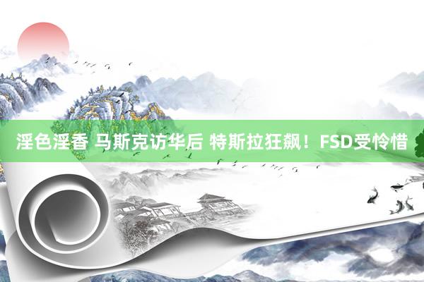 淫色淫香 马斯克访华后 特斯拉狂飙！FSD受怜惜