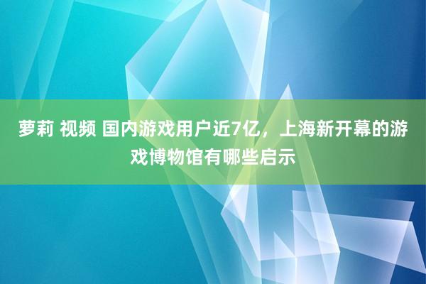 萝莉 视频 国内游戏用户近7亿，上海新开幕的游戏博物馆有哪些启示