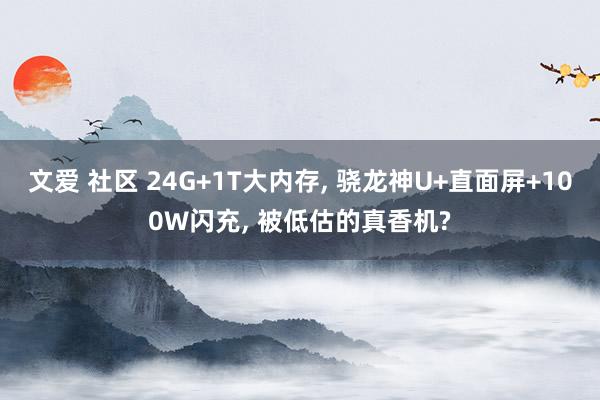 文爱 社区 24G+1T大内存， 骁龙神U+直面屏+100W闪充， 被低估的真香机?