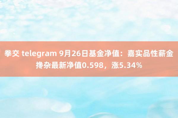 拳交 telegram 9月26日基金净值：嘉实品性薪金搀杂最新净值0.598，涨5.34%