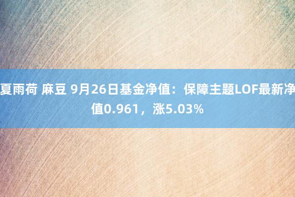 夏雨荷 麻豆 9月26日基金净值：保障主题LOF最新净值0.961，涨5.03%