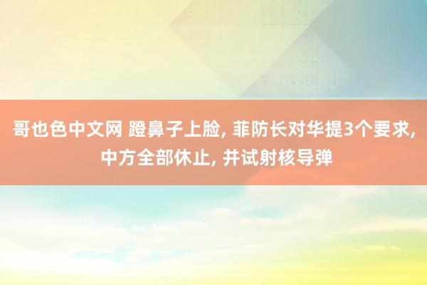 哥也色中文网 蹬鼻子上脸， 菲防长对华提3个要求， 中方全部休止， 并试射核导弹