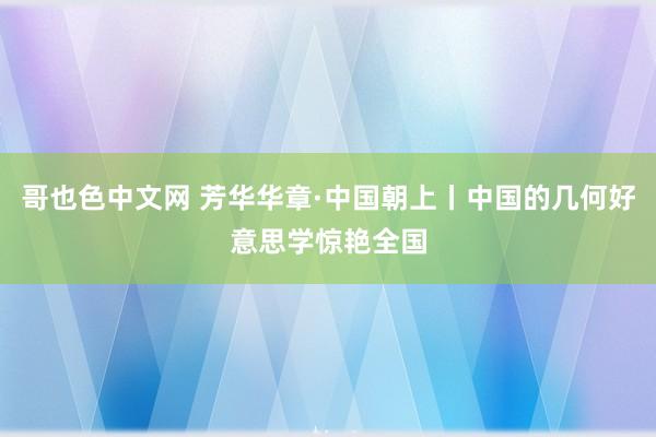 哥也色中文网 芳华华章·中国朝上丨中国的几何好意思学惊艳全国