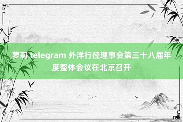 萝莉 telegram 外洋行径理事会第三十八届年度整体会议在北京召开