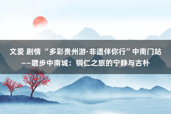 文爱 剧情 “多彩贵州游·非遗伴你行”中南门站——踱步中南城：铜仁之旅的宁静与古朴