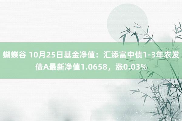 蝴蝶谷 10月25日基金净值：汇添富中债1-3年农发债A最新净值1.0658，涨0.03%