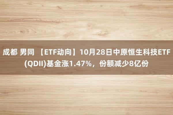 成都 男同 【ETF动向】10月28日中原恒生科技ETF(QDII)基金涨1.47%，份额减少8亿份