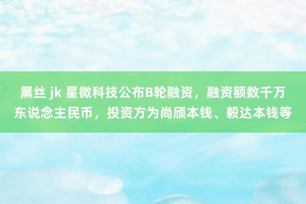 黑丝 jk 星微科技公布B轮融资，融资额数千万东说念主民币，投资方为尚颀本钱、毅达本钱等