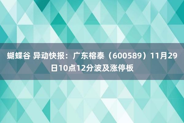 蝴蝶谷 异动快报：广东榕泰（600589）11月29日10点12分波及涨停板