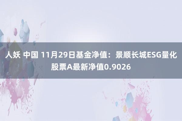 人妖 中国 11月29日基金净值：景顺长城ESG量化股票A最新净值0.9026