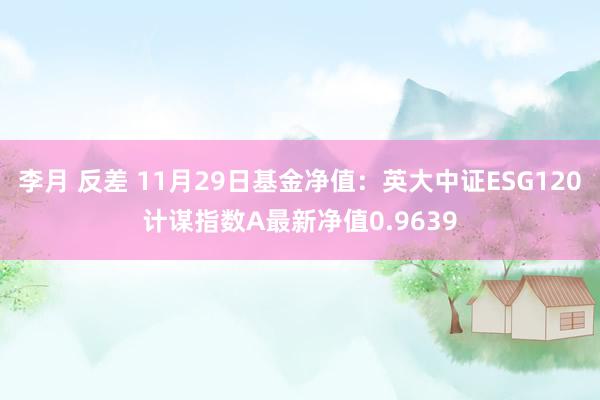 李月 反差 11月29日基金净值：英大中证ESG120计谋指数A最新净值0.9639