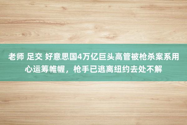 老师 足交 好意思国4万亿巨头高管被枪杀案系用心运筹帷幄，枪手已逃离纽约去处不解