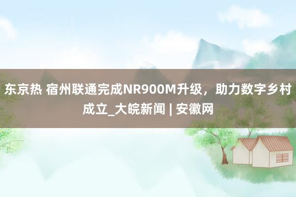 东京热 宿州联通完成NR900M升级，助力数字乡村成立_大皖新闻 | 安徽网