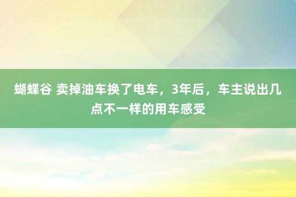 蝴蝶谷 卖掉油车换了电车，3年后，车主说出几点不一样的用车感受