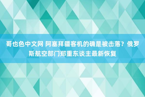 哥也色中文网 阿塞拜疆客机的确是被击落？俄罗斯航空部门郑重东谈主最新恢复