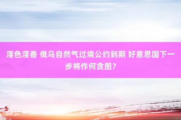 淫色淫香 俄乌自然气过境公约到期 好意思国下一步将作何贪图？