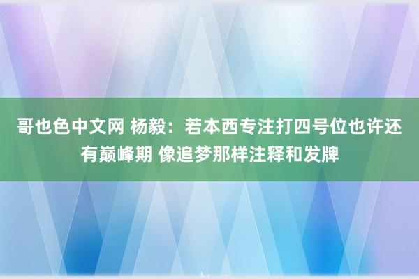 哥也色中文网 杨毅：若本西专注打四号位也许还有巅峰期 像追梦那样注释和发牌